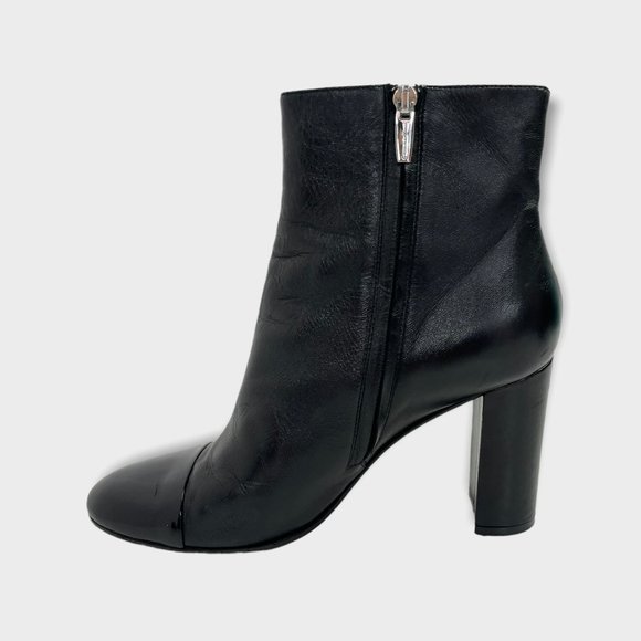 Gianvito Rossi Black Leather Patent Cap Toe Ankle Boots‎ - Picture 2 of 12